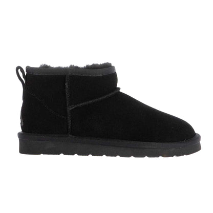 Black - Side - EverAu Womens-Ladies Finch Ultra Mini Classic Suede Ankle Boots