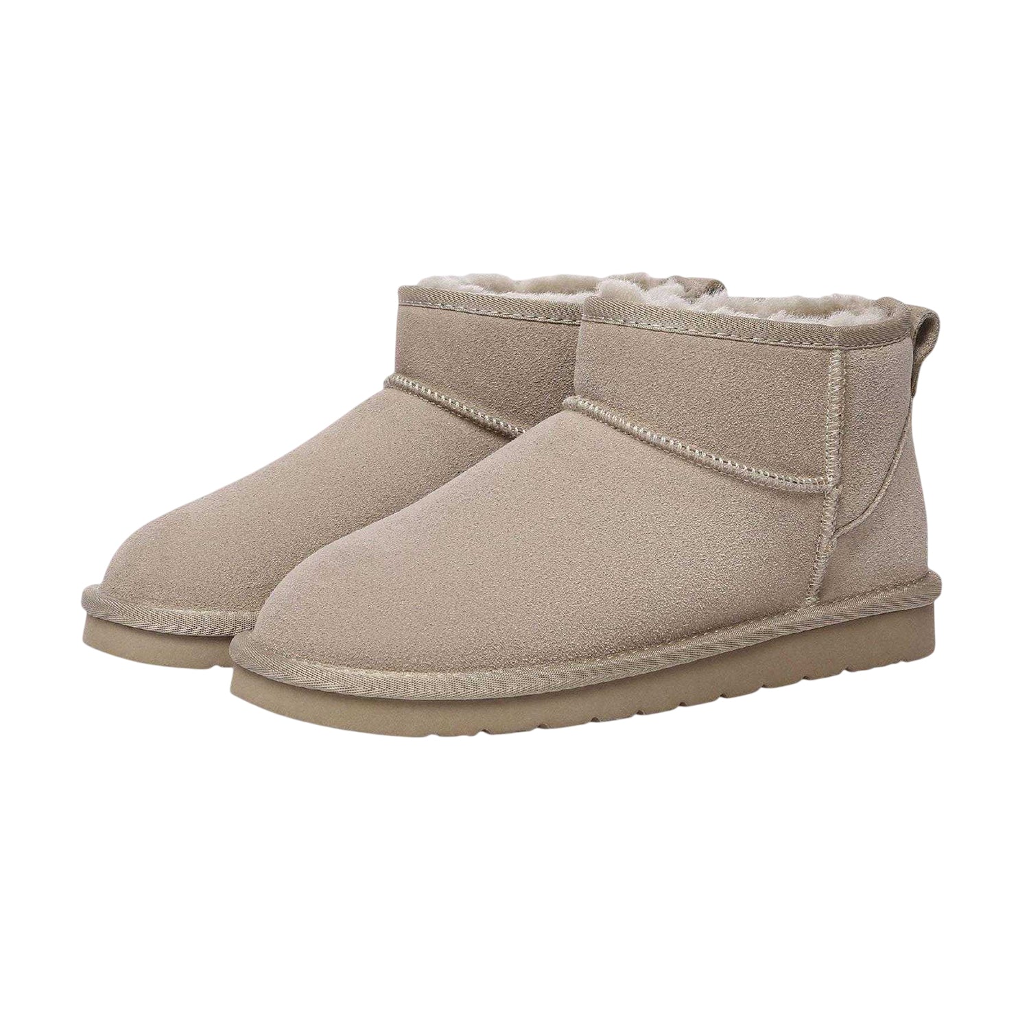 Sand - Side - EverAu Womens-Ladies Finch Ultra Mini Classic Suede Ankle Boots