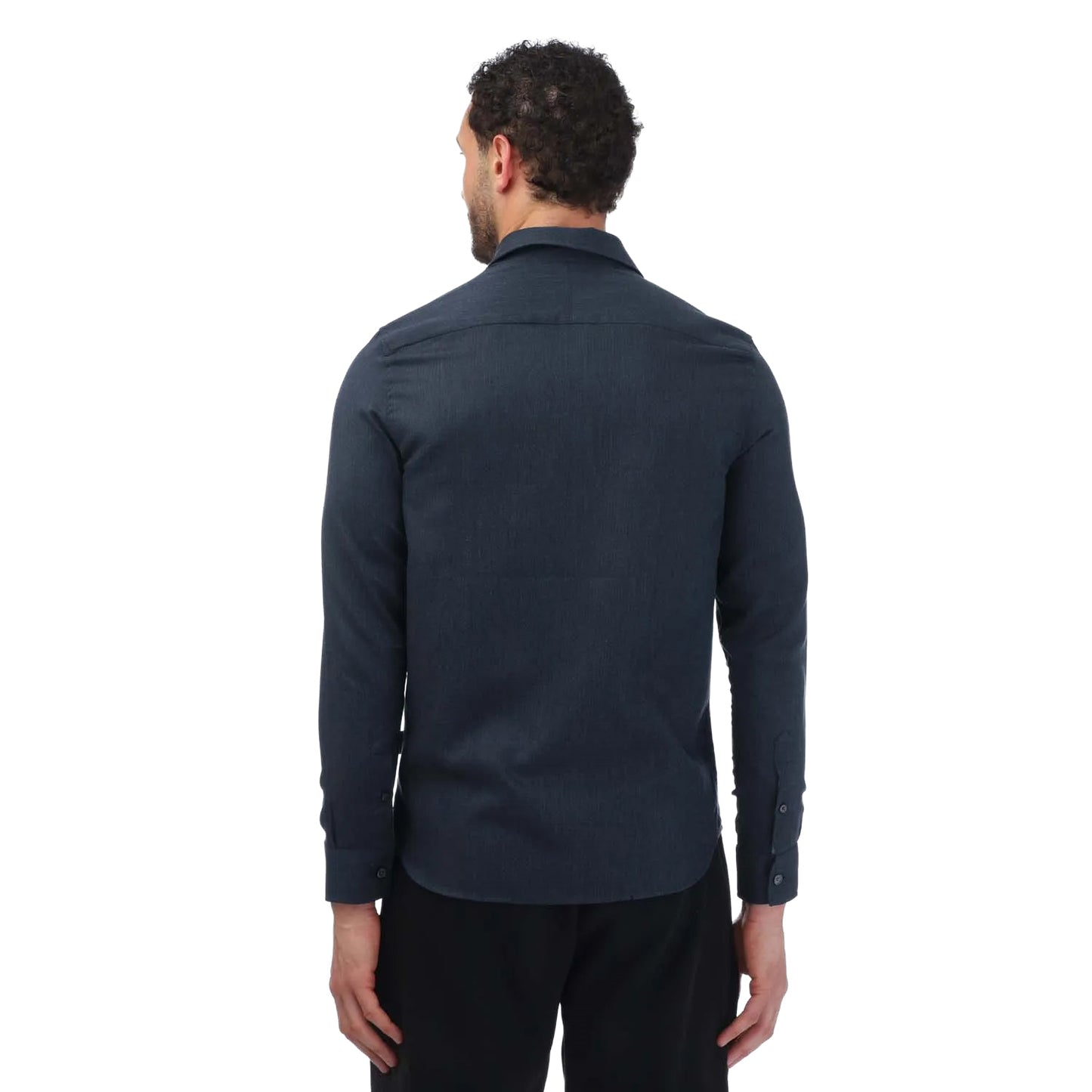 Navy - Back - Ted Baker Mens Crotone Herringbone Long-Sleeved Shirt