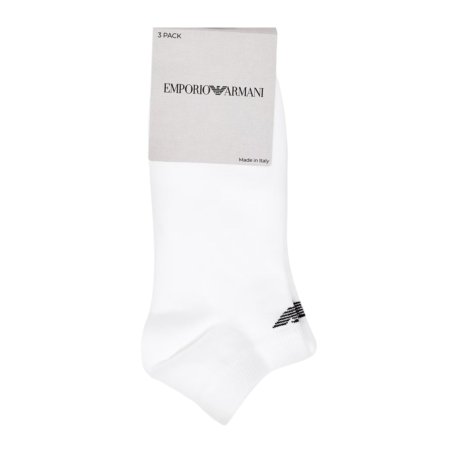 White - Side - Emporio Armani EA7 Unisex Adult Logo No-Show Socks (Pack of 3)