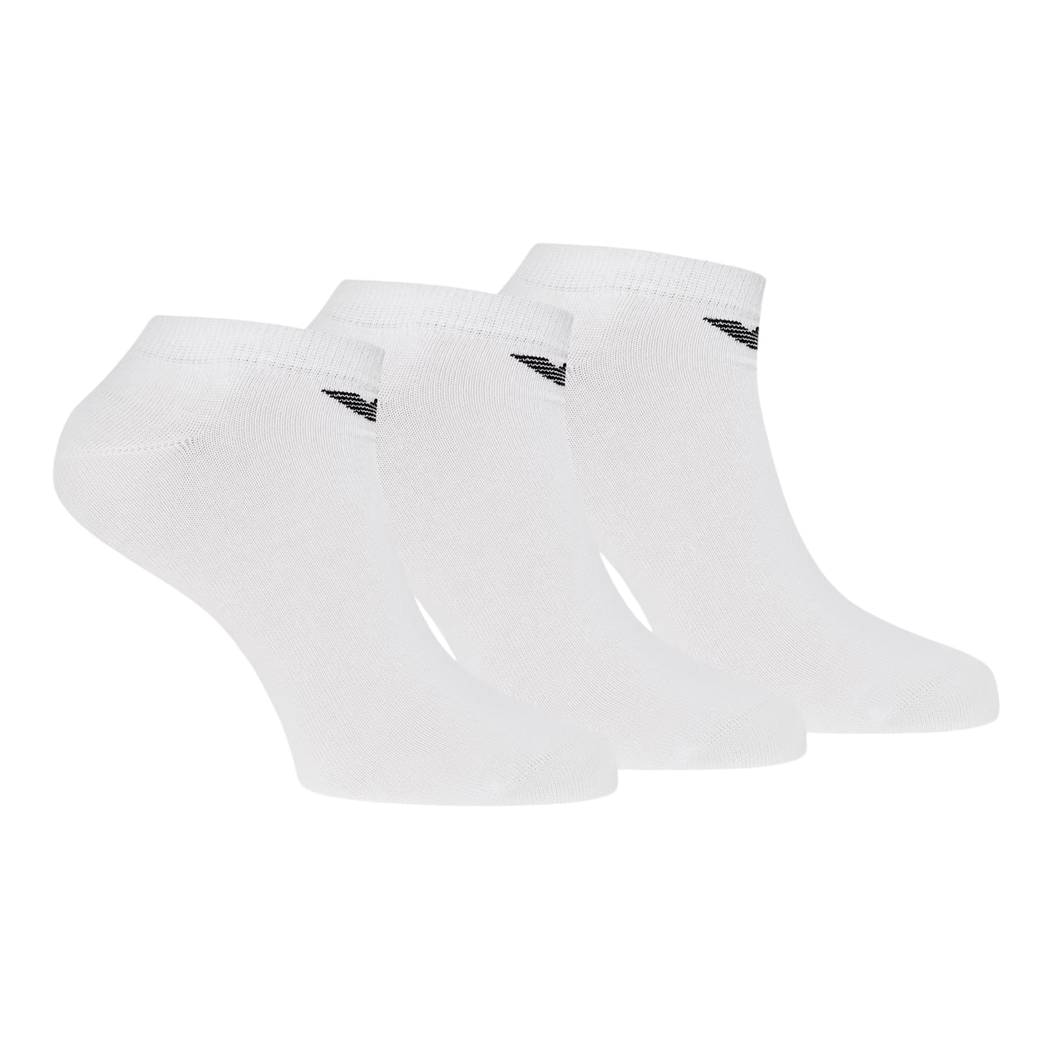 White - Front - Emporio Armani EA7 Unisex Adult Logo No-Show Socks (Pack of 3)