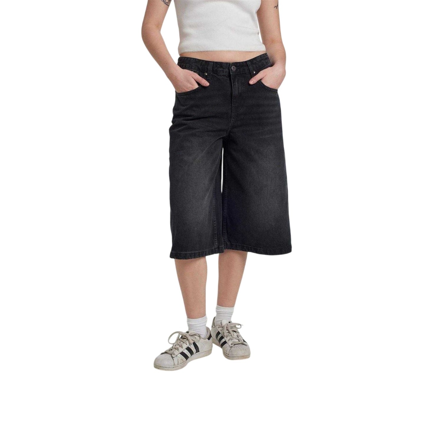 Charcoal - Front - The Ragged Priest Womens-Ladies Release Denim Shorts