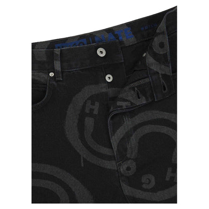 Black - Side - Hugo Mens Nate Graphic Print Jeans