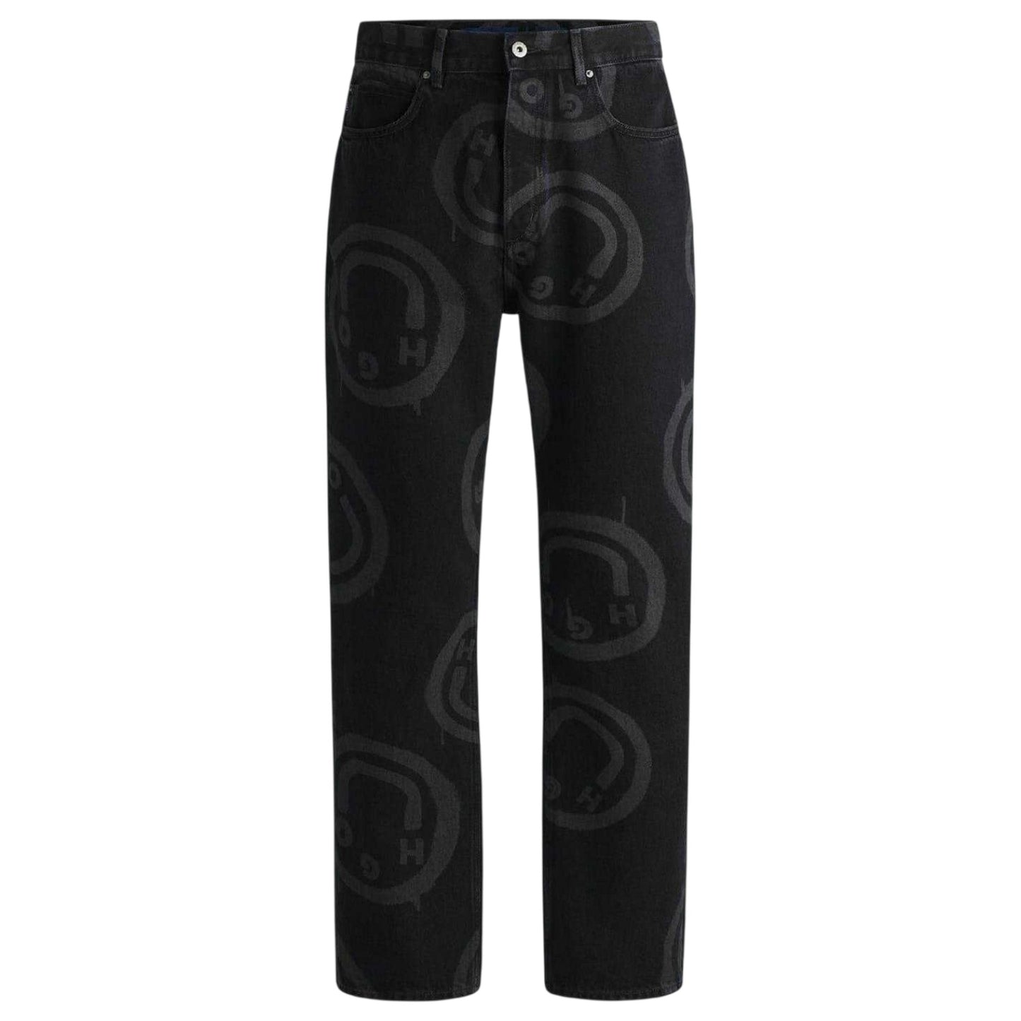 Black - Front - Hugo Mens Nate Graphic Print Jeans