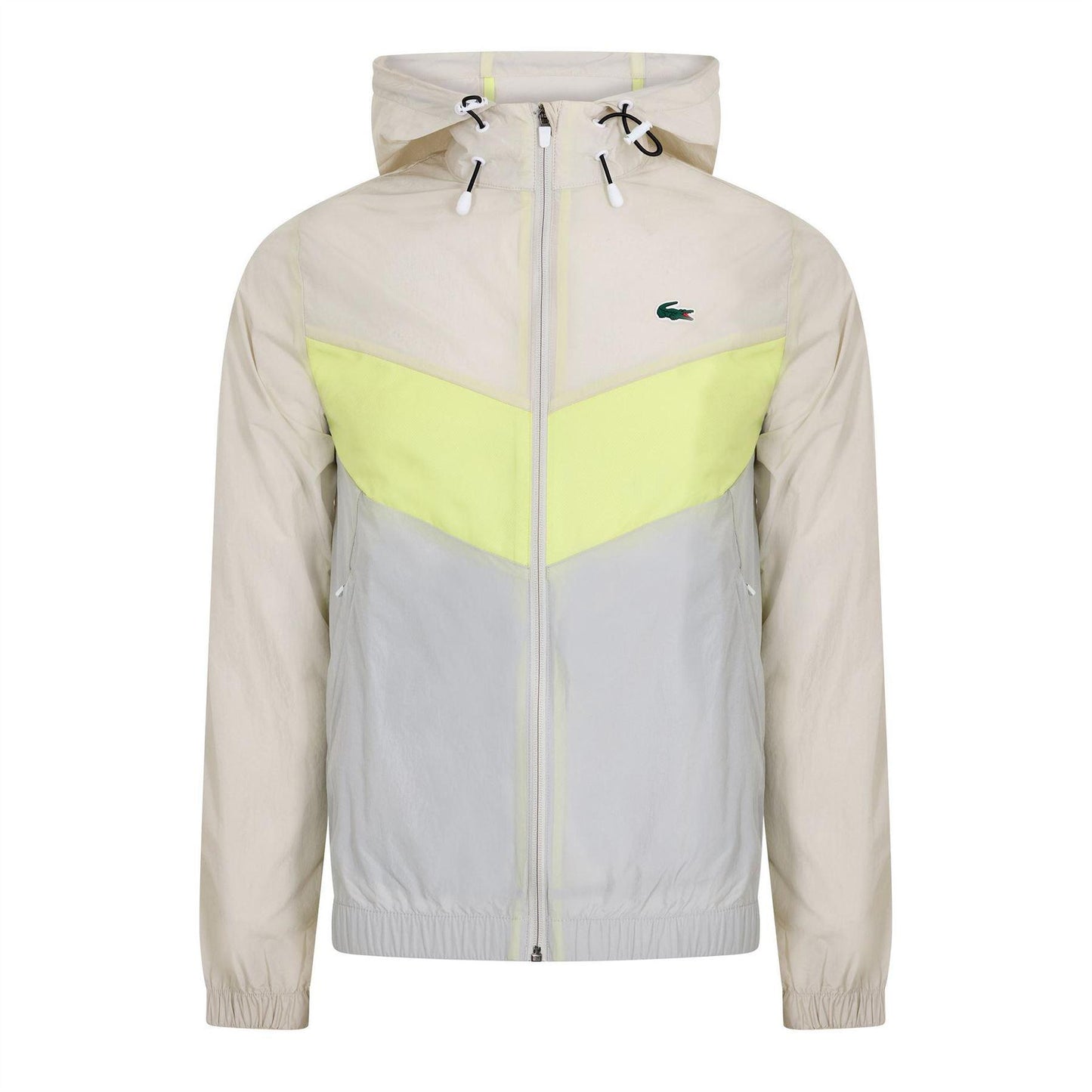Grey-Lime-Light Blue - Front - Lacoste Mens Anorak Colour Block Blouson Jacket