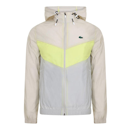 Grey-Lime-Light Blue - Front - Lacoste Mens Anorak Colour Block Blouson Jacket