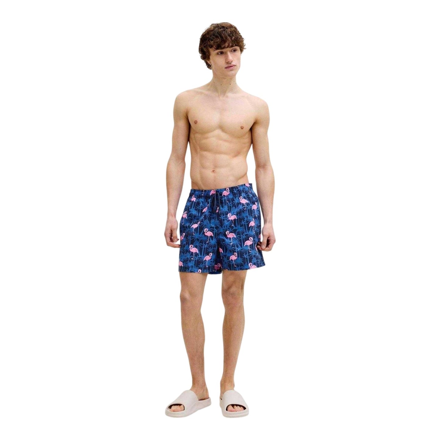 Navy Blazer - Side - Jack And Jones Mens Flamingo Swim Shorts