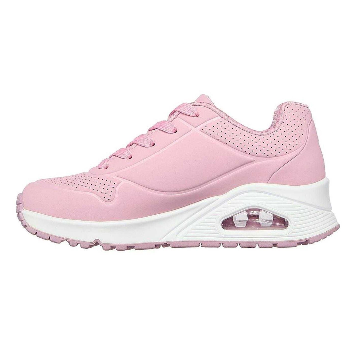 Pink-White - Back - Skechers Childrens-Kids Stand On Air Trainers
