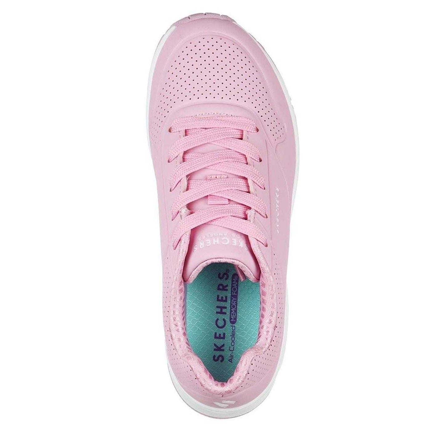 Pink-White - Side - Skechers Childrens-Kids Stand On Air Trainers