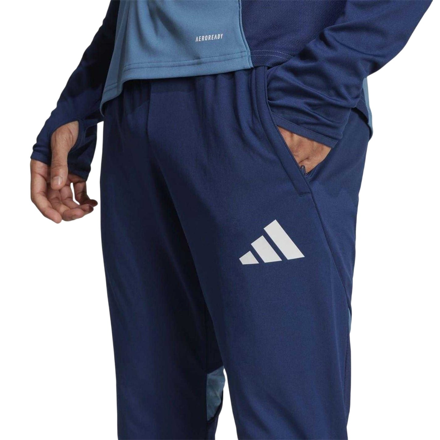 Blue - Side - Arsenal Mens 25-26 Adidas Tapered Tracksuit Bottoms