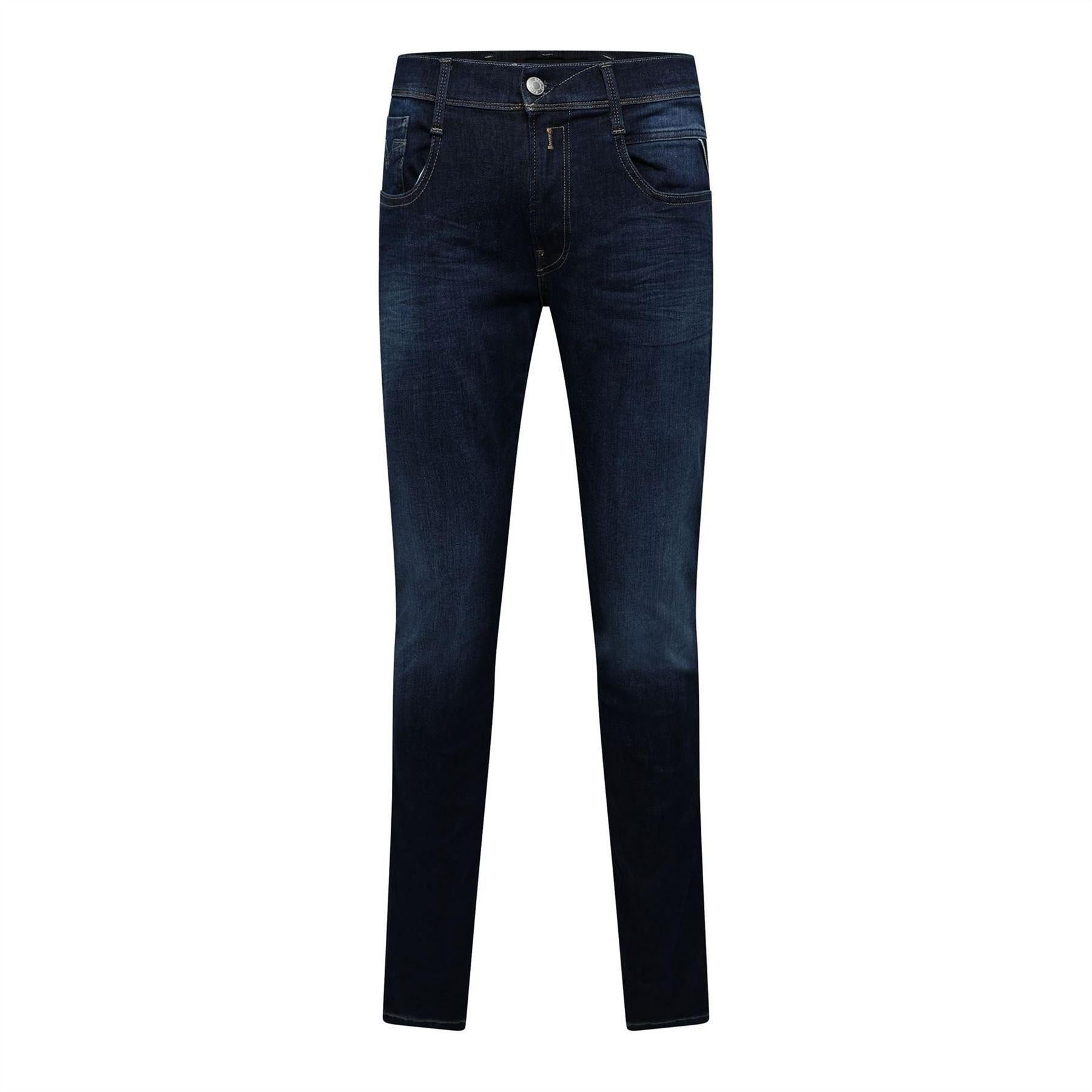 Blue - Front - Replay Mens Anbass Slim Jeans