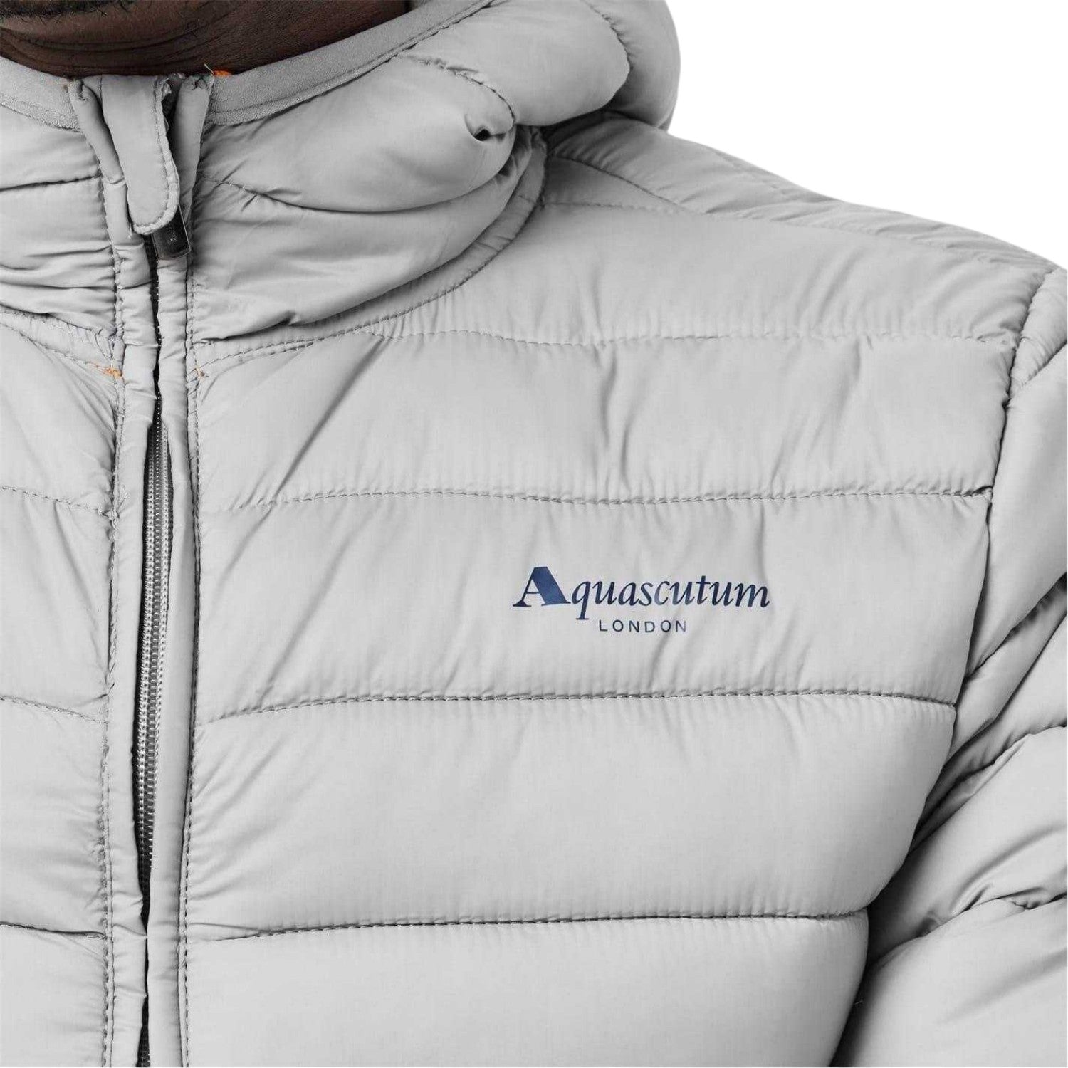 Grey - Side - Aquascutum Mens Logo Puffer Jacket