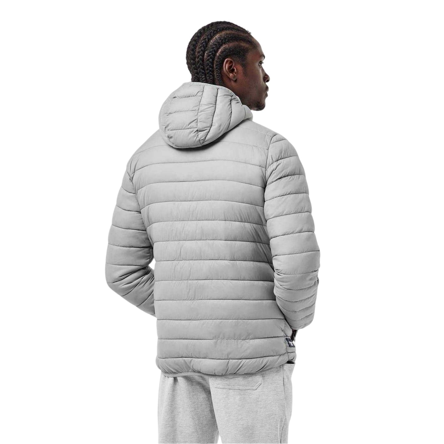 Grey - Pack Shot - Aquascutum Mens Logo Puffer Jacket