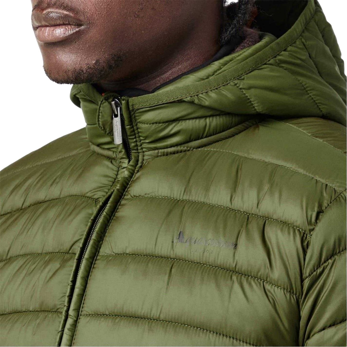 Army Green - Side - Aquascutum Mens Logo Puffer Jacket