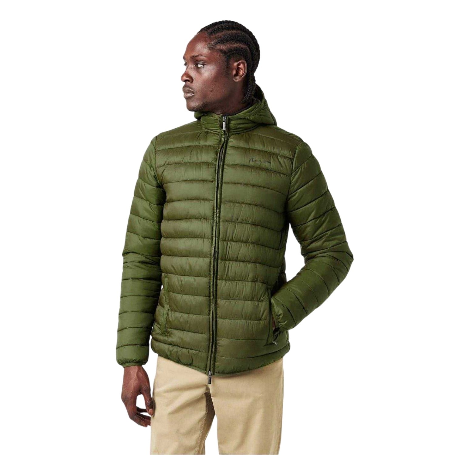 Army Green - Lifestyle - Aquascutum Mens Logo Puffer Jacket
