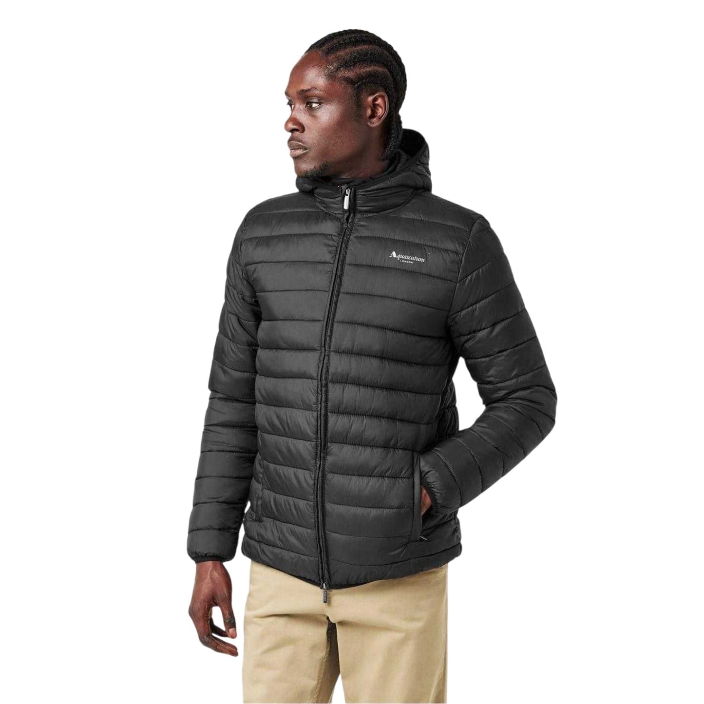 Black - Lifestyle - Aquascutum Mens Logo Puffer Jacket