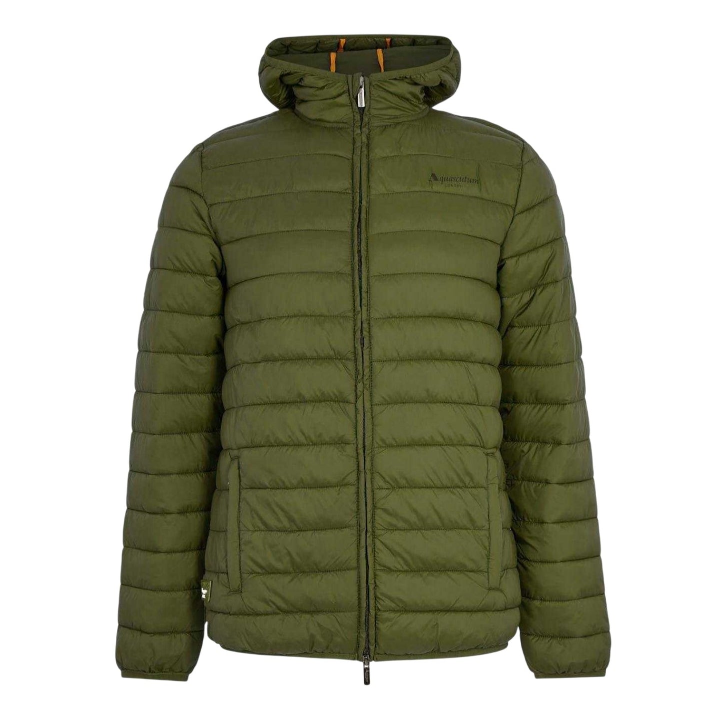 Army Green - Front - Aquascutum Mens Logo Puffer Jacket