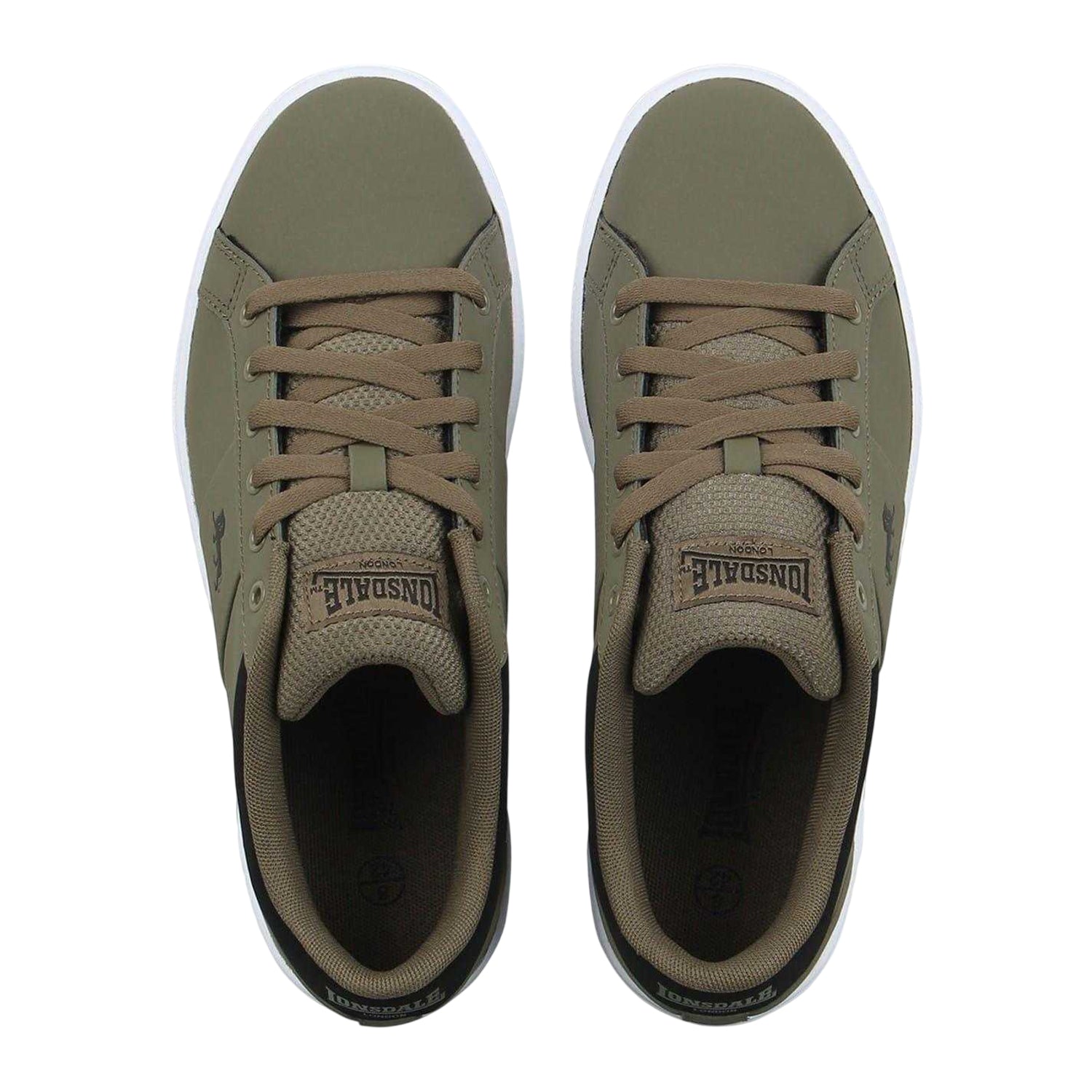 Khaki Green - Side - Lonsdale Mens Latimer Leather Trainers