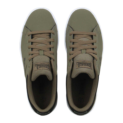 Khaki Green - Side - Lonsdale Mens Latimer Leather Trainers