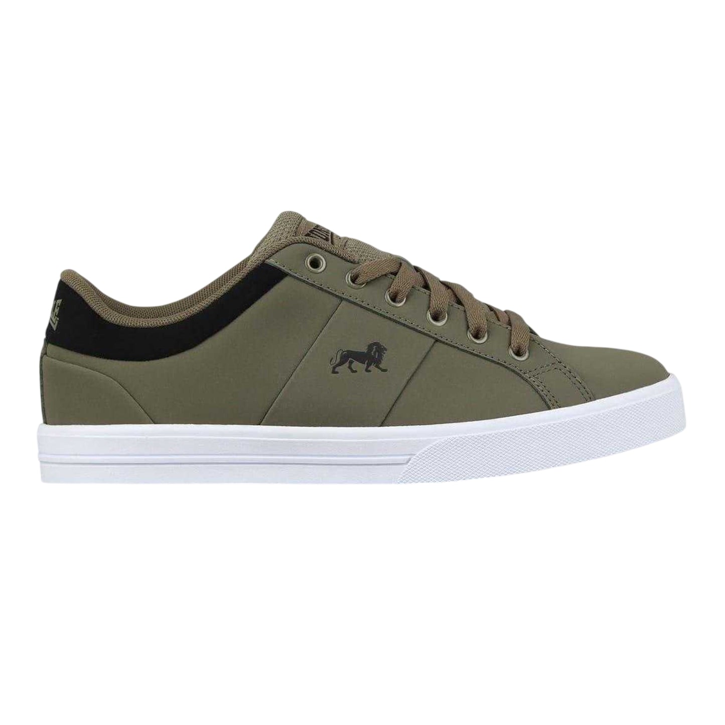 Khaki Green - Front - Lonsdale Mens Latimer Leather Trainers