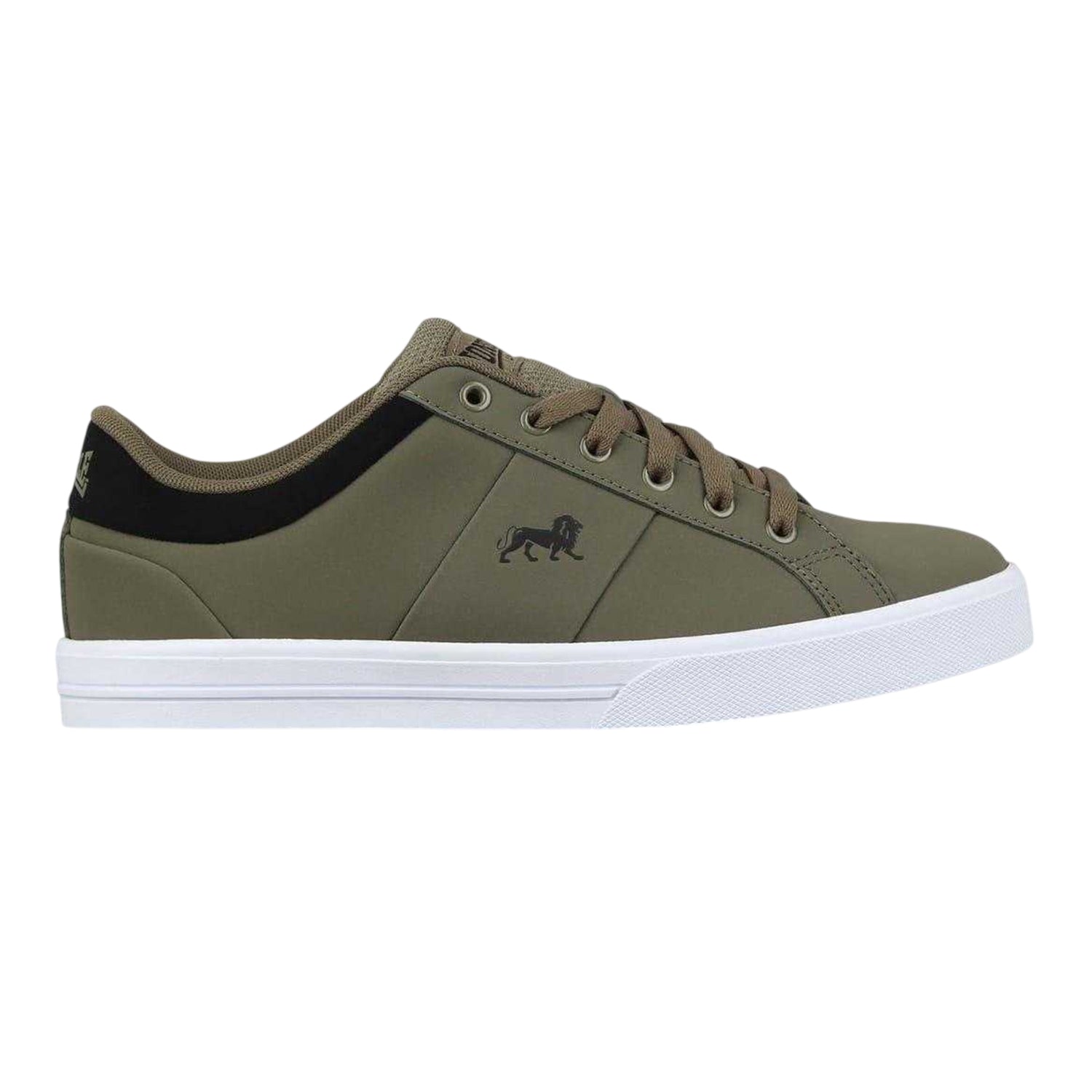 Khaki Green - Front - Lonsdale Mens Latimer Leather Trainers