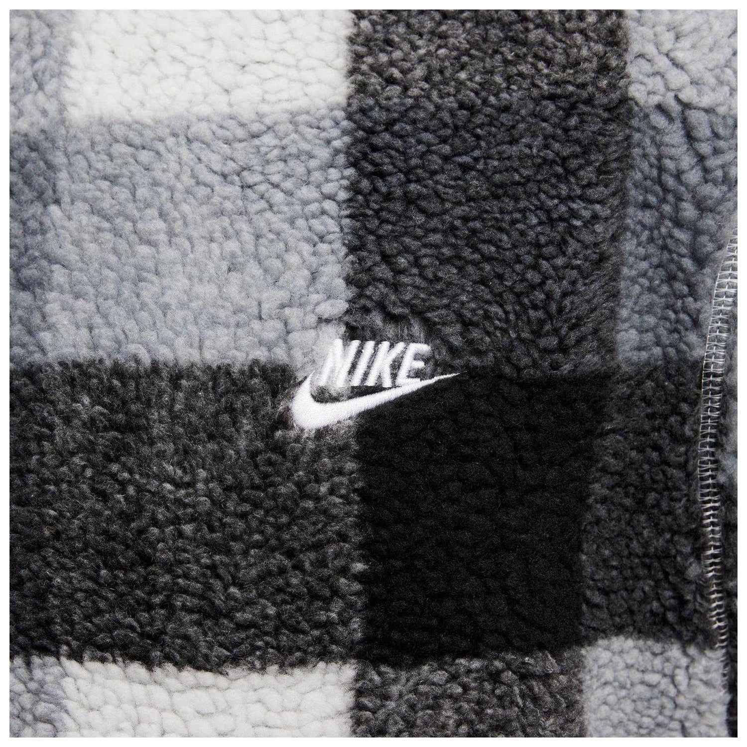 Black-White - Lifestyle - Nike Mens Winterized Plaid Mock Neck Fleece Top
