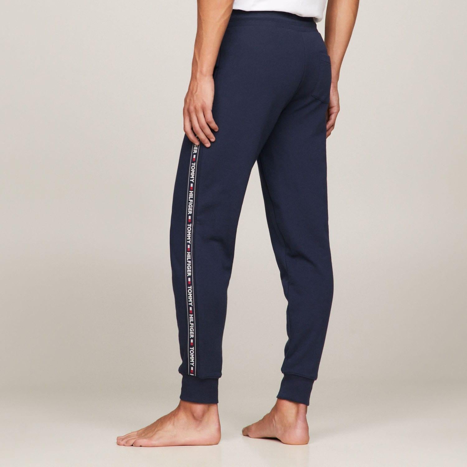 Navy - Back - Tommy Hilfiger Mens Tape Logo Lounge Jogging Bottoms