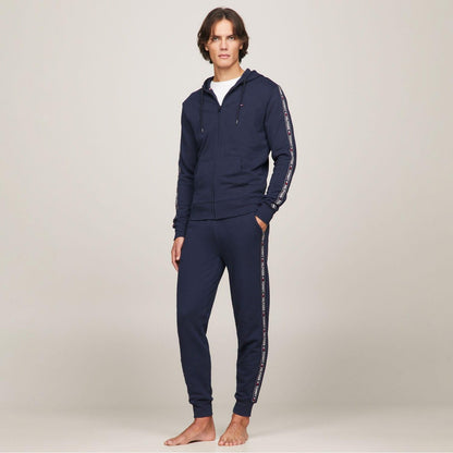 Navy - Pack Shot - Tommy Hilfiger Mens Tape Logo Lounge Jogging Bottoms
