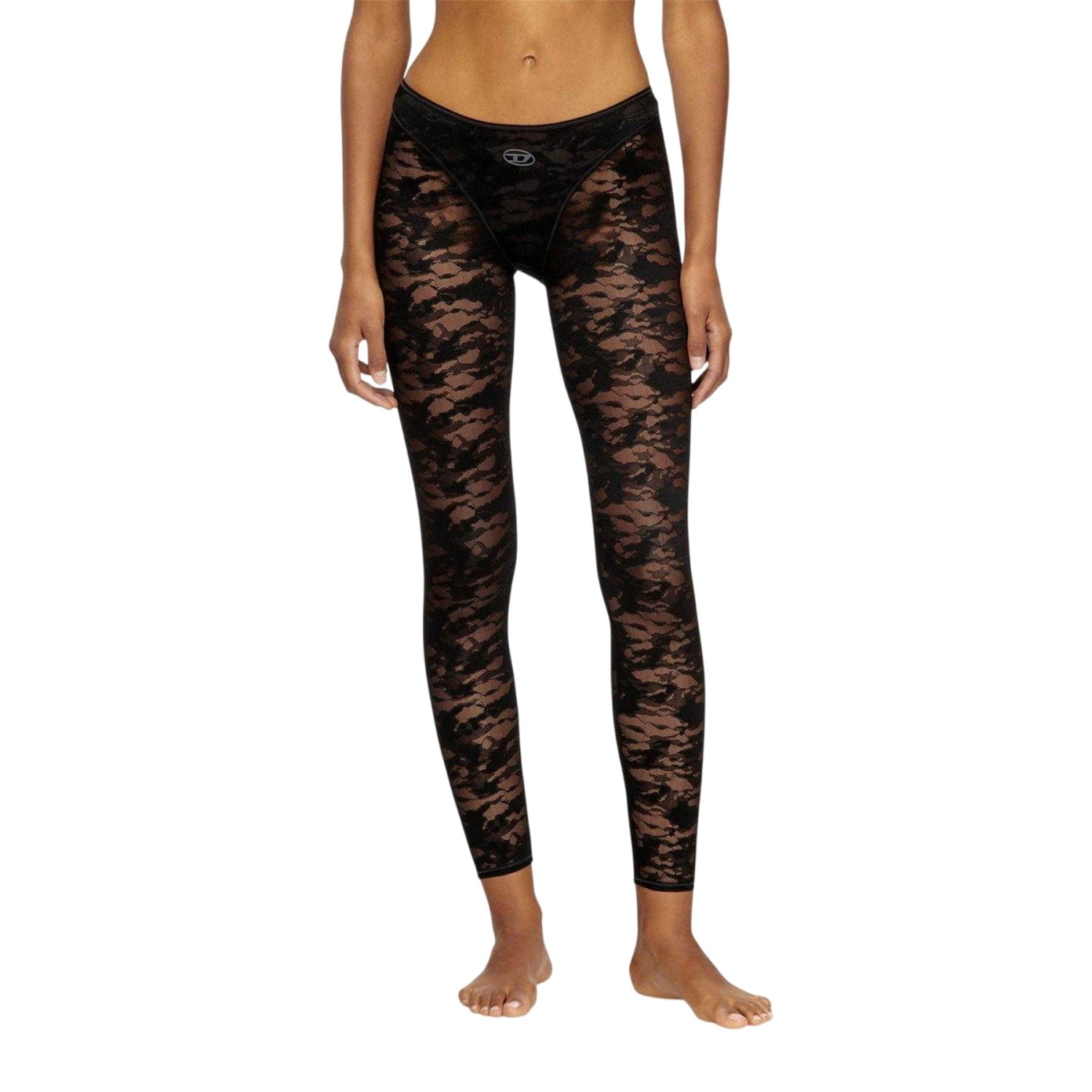 Black - Side - Diesel Womens-Ladies Claire Opaque Leggings