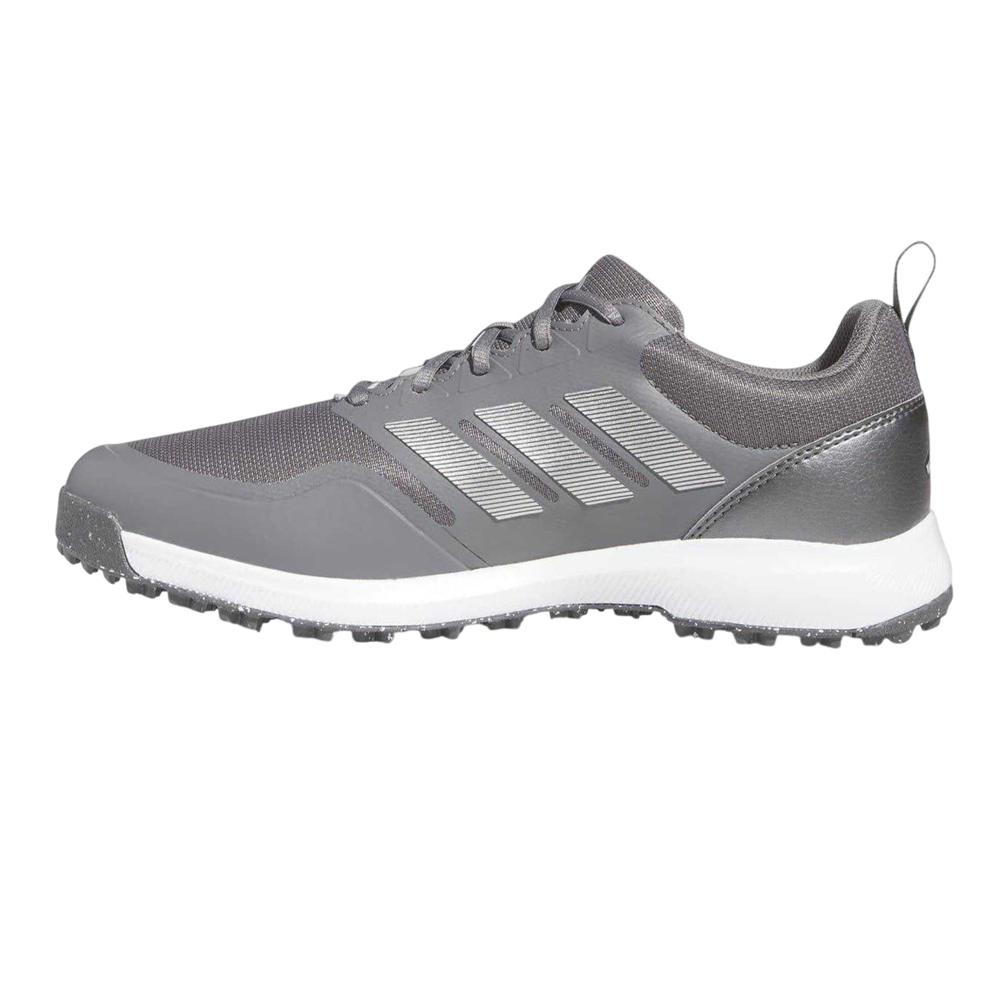 Grey - Side - Adidas Mens Tech 3 Stripes Spikeless Golf Shoes