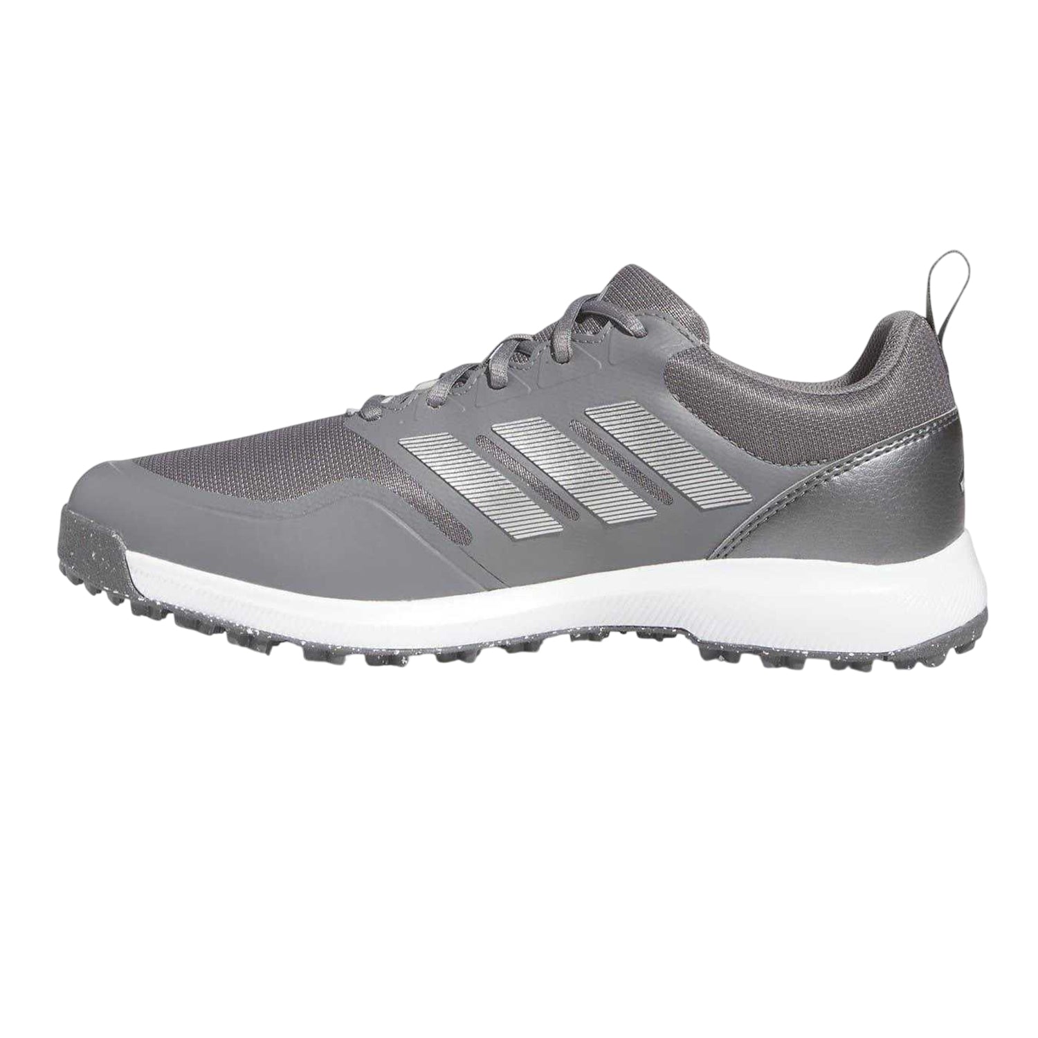 Grey - Side - Adidas Mens Tech 3 Stripes Spikeless Golf Shoes