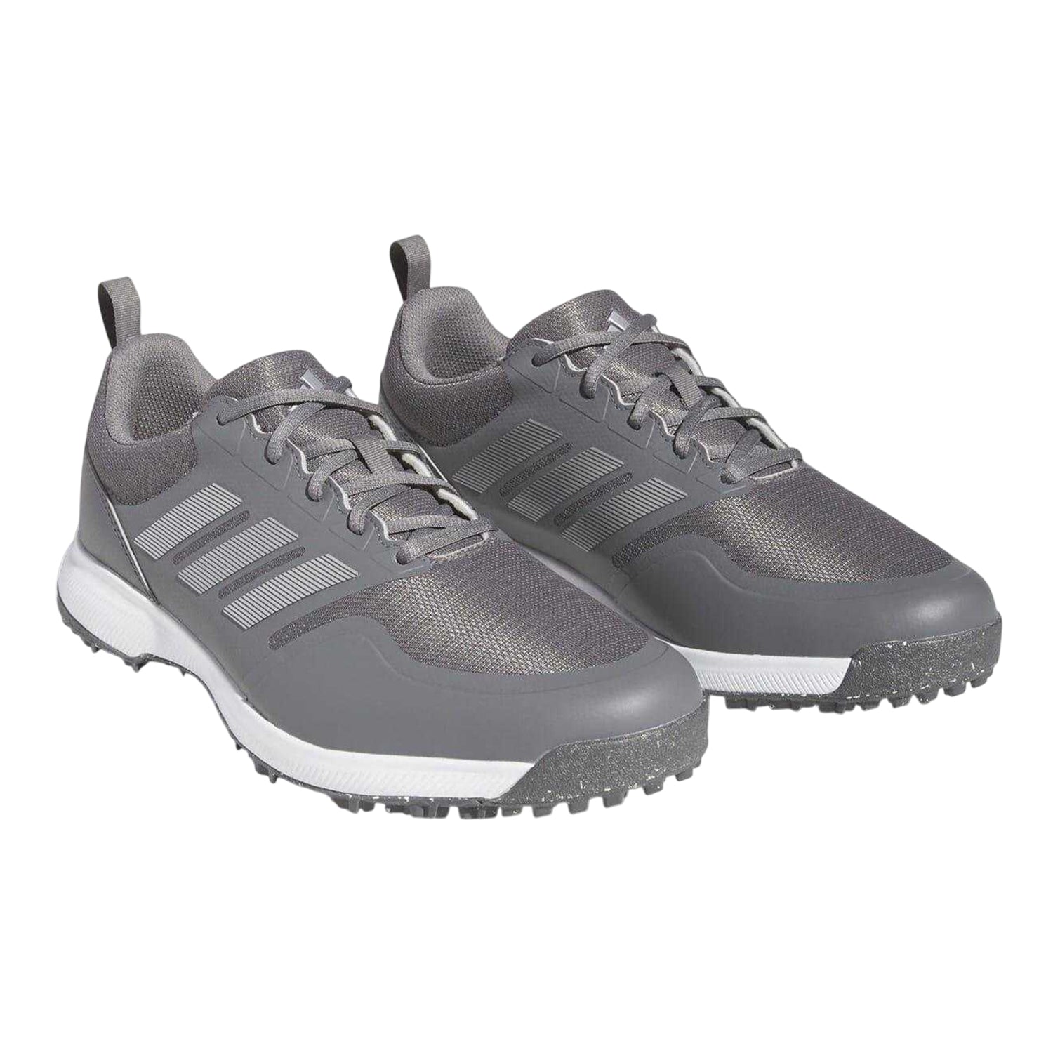 Grey - Pack Shot - Adidas Mens Tech 3 Stripes Spikeless Golf Shoes