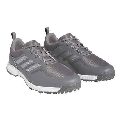 Grey - Pack Shot - Adidas Mens Tech 3 Stripes Spikeless Golf Shoes