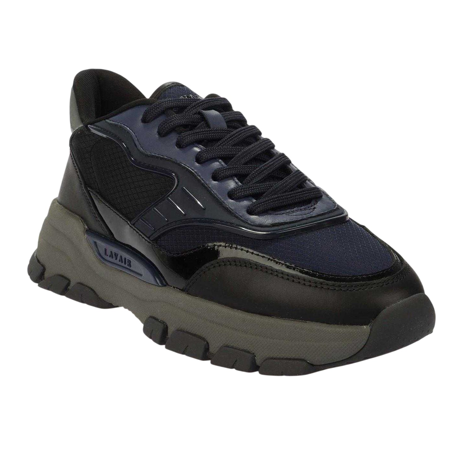 Navy - Pack Shot - Lavair Mens Pacific 2.0 Leather Chunky Flat Trainers