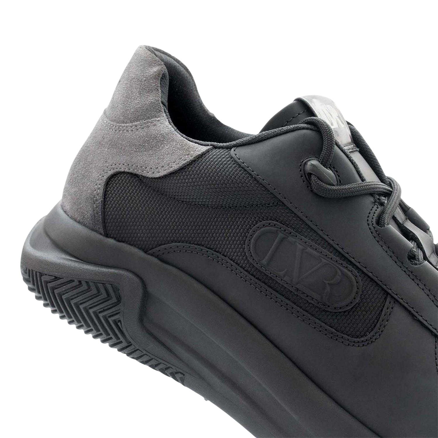 Black - Side - Lavair Mens Pacific 2.0 Leather Chunky Flat Trainers