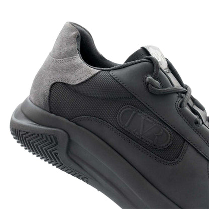 Black - Side - Lavair Mens Pacific 2.0 Leather Chunky Flat Trainers