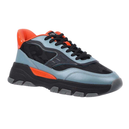 Blue - Side - Lavair Mens Pacific 2.0 Leather Chunky Flat Trainers