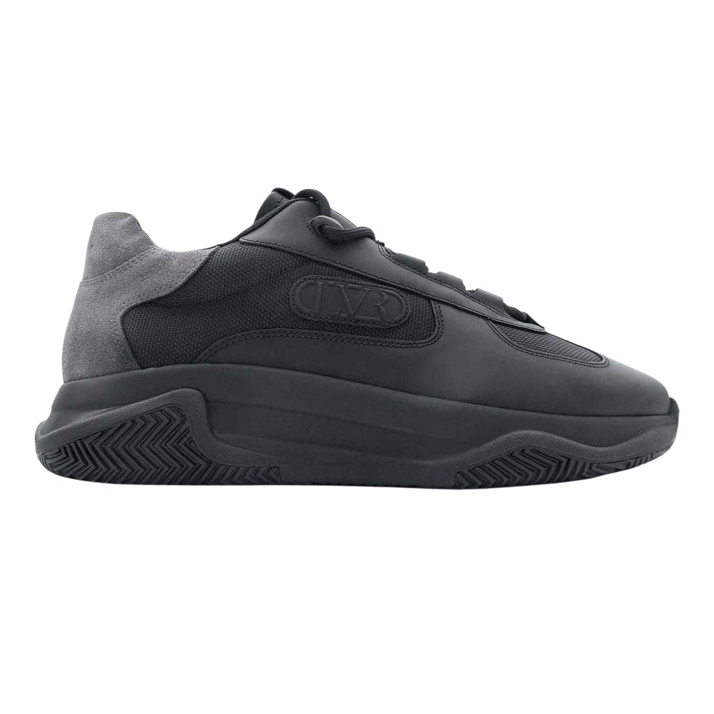 Black - Front - Lavair Mens Pacific 2.0 Leather Chunky Flat Trainers
