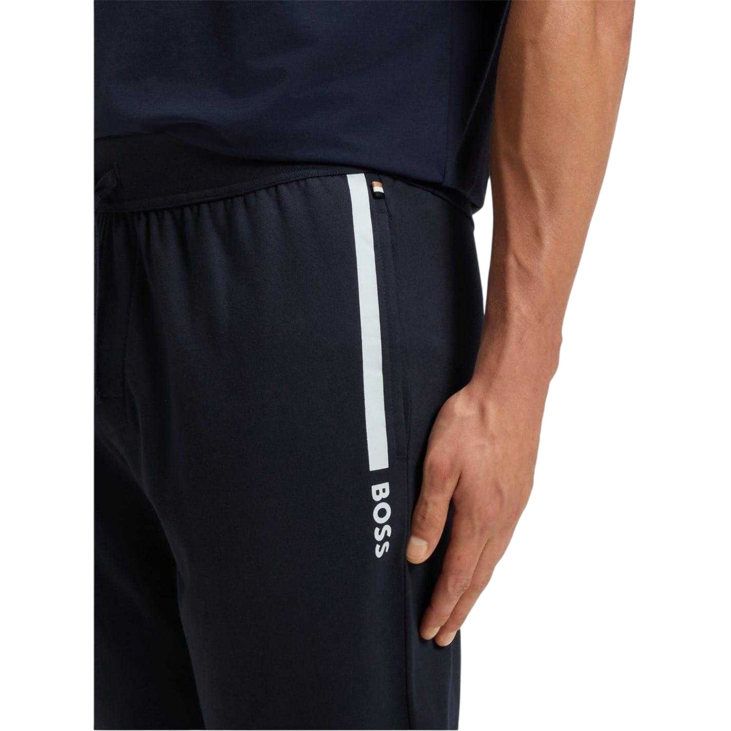 Dark Blue - Side - Boss Mens Side Logo Tapered Jogging Bottoms