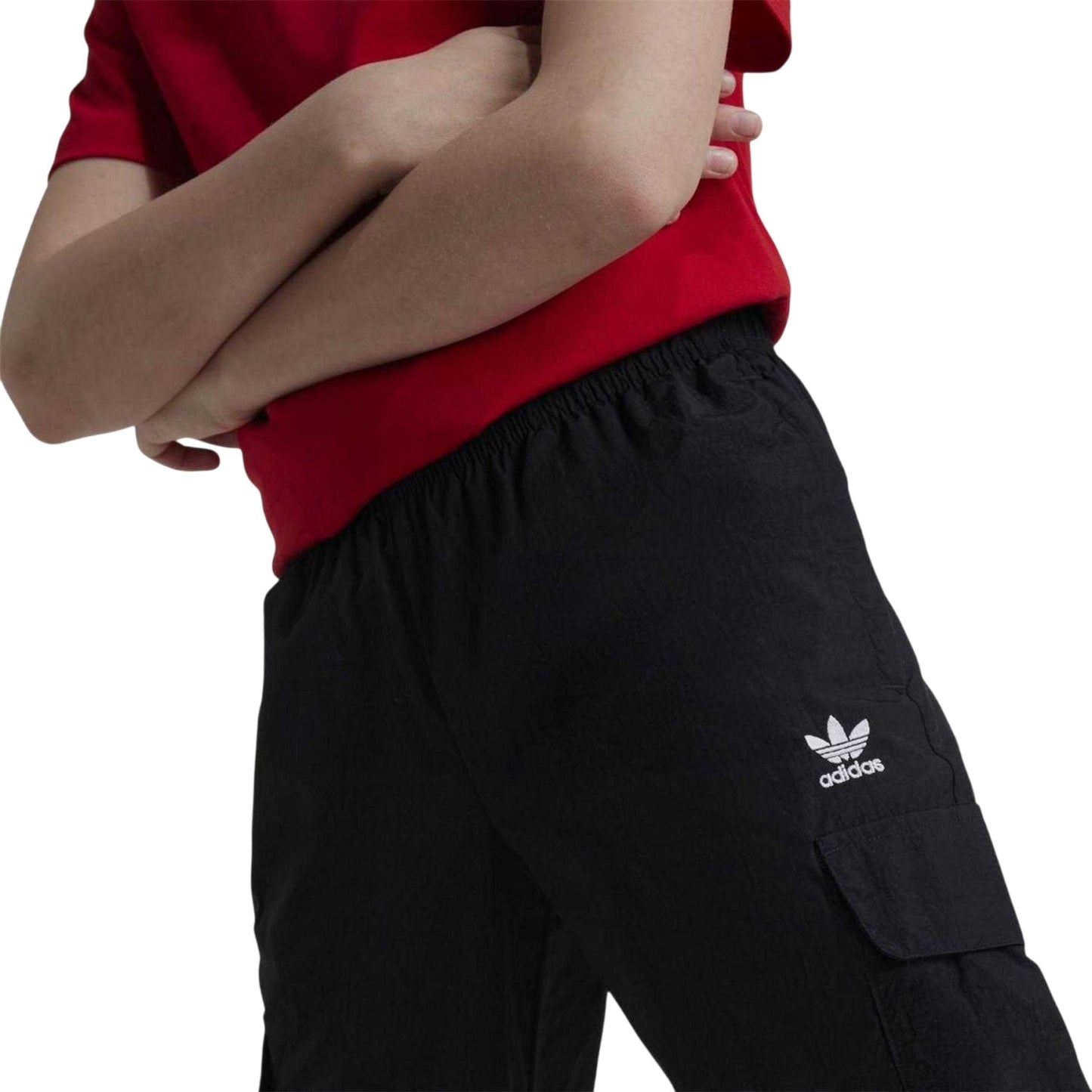 Black - Side - Adidas Childrens-Kids Essentials Trefoil Tracksuit Bottoms