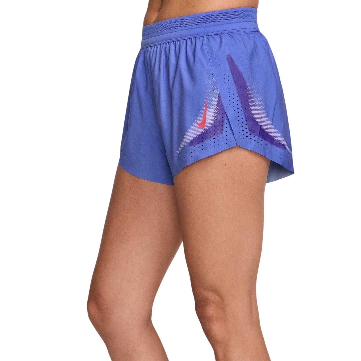 Sapphire-Lava - Side - Nike Womens-Ladies Aeroswift Performance Split Hem Running Shorts