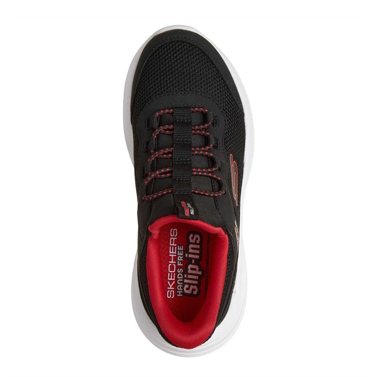 Black-Red - Side - Skechers Childrens-Kids Bounder Slip-In Trainers