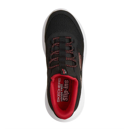 Black-Red - Side - Skechers Childrens-Kids Bounder Slip-In Trainers