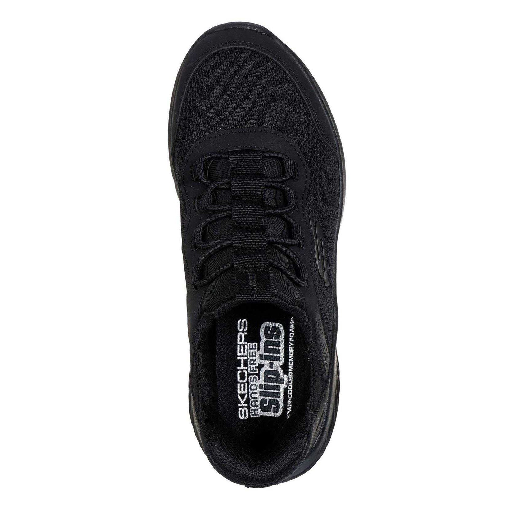 Triple Black - Side - Skechers Childrens-Kids Bounder Slip-In Trainers