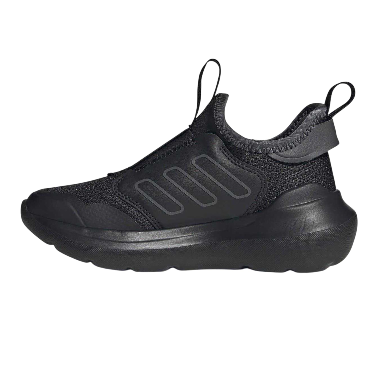 Triple Black - Side - Adidas Childrens-Kids Tensaur 3 Stripes Trainers