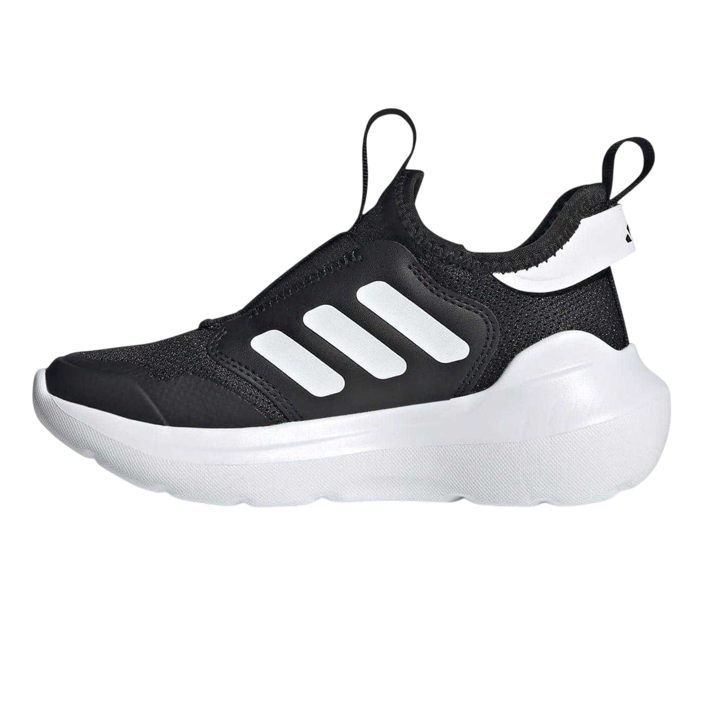 Black-White - Side - Adidas Childrens-Kids Tensaur 3 Stripes Trainers