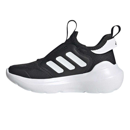 Black-White - Side - Adidas Childrens-Kids Tensaur 3 Stripes Trainers
