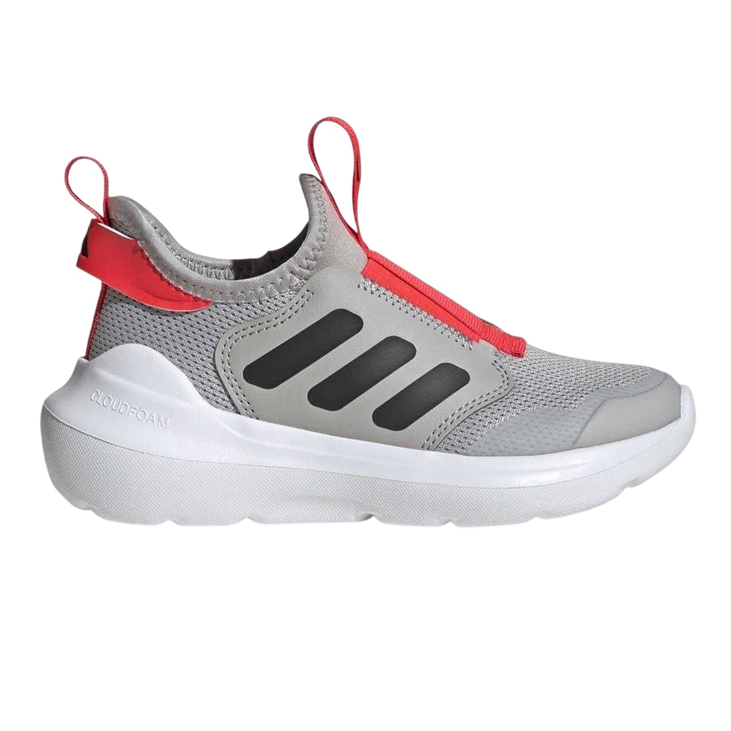 Grey-Red - Front - Adidas Childrens-Kids Tensaur 3 Stripes Trainers