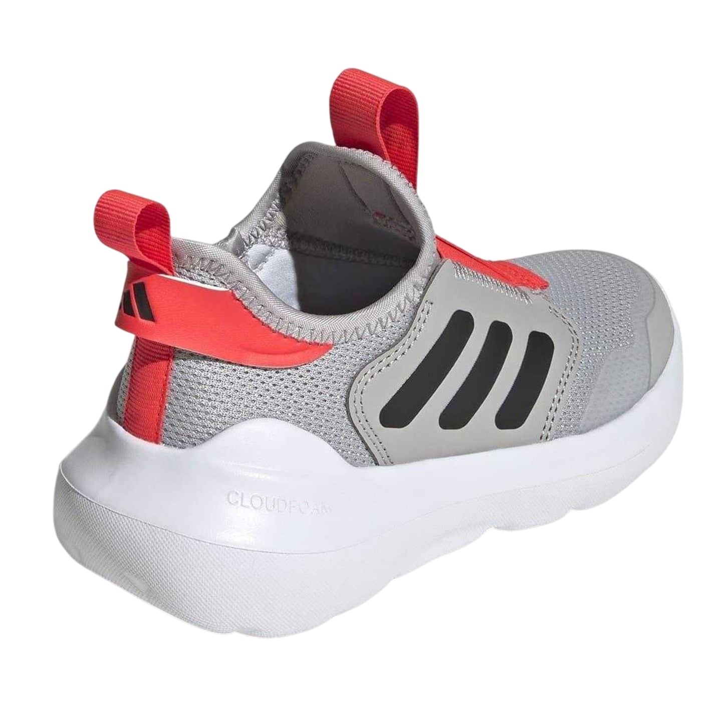 Grey-Red - Back - Adidas Childrens-Kids Tensaur 3 Stripes Trainers