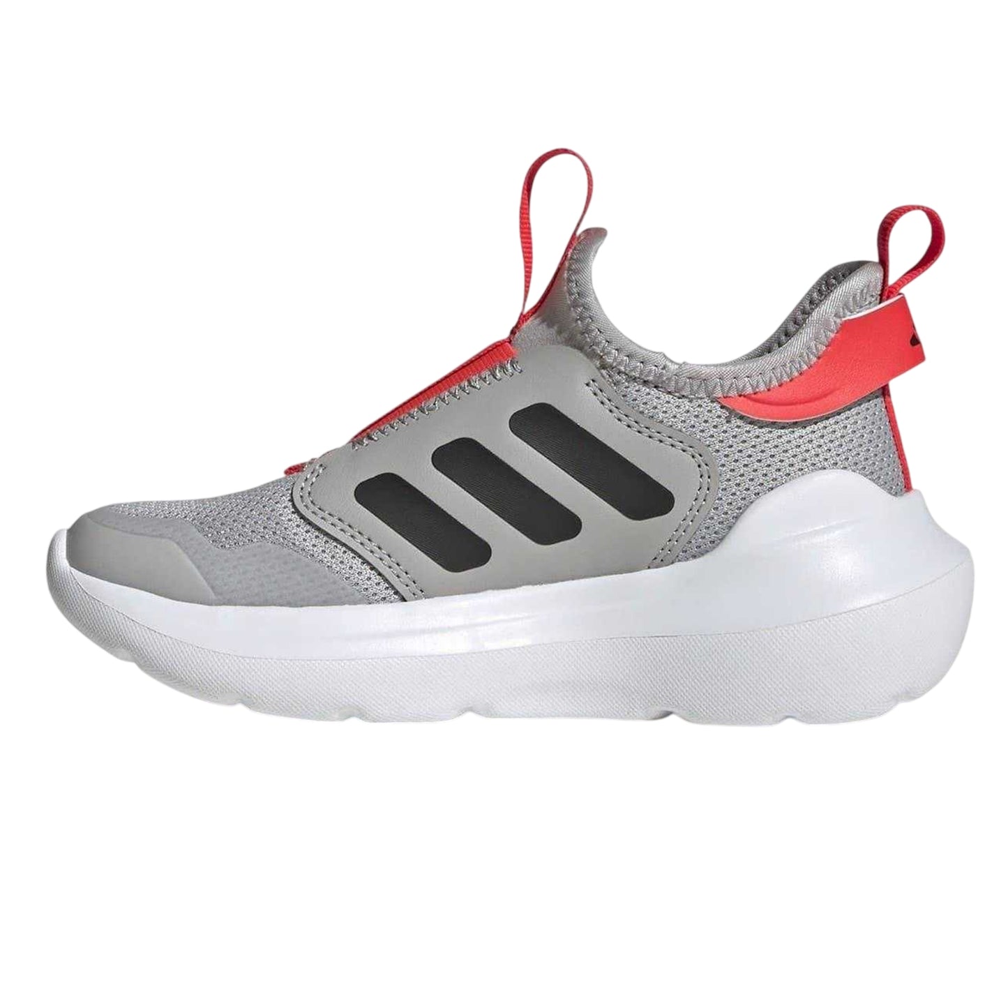 Grey-Red - Side - Adidas Childrens-Kids Tensaur 3 Stripes Trainers